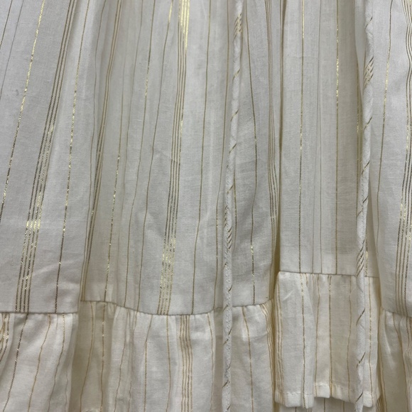 True Destinations White Gold Threaded Bohemian Tiered Maxi Dress Sz S - Picture 6 of 15